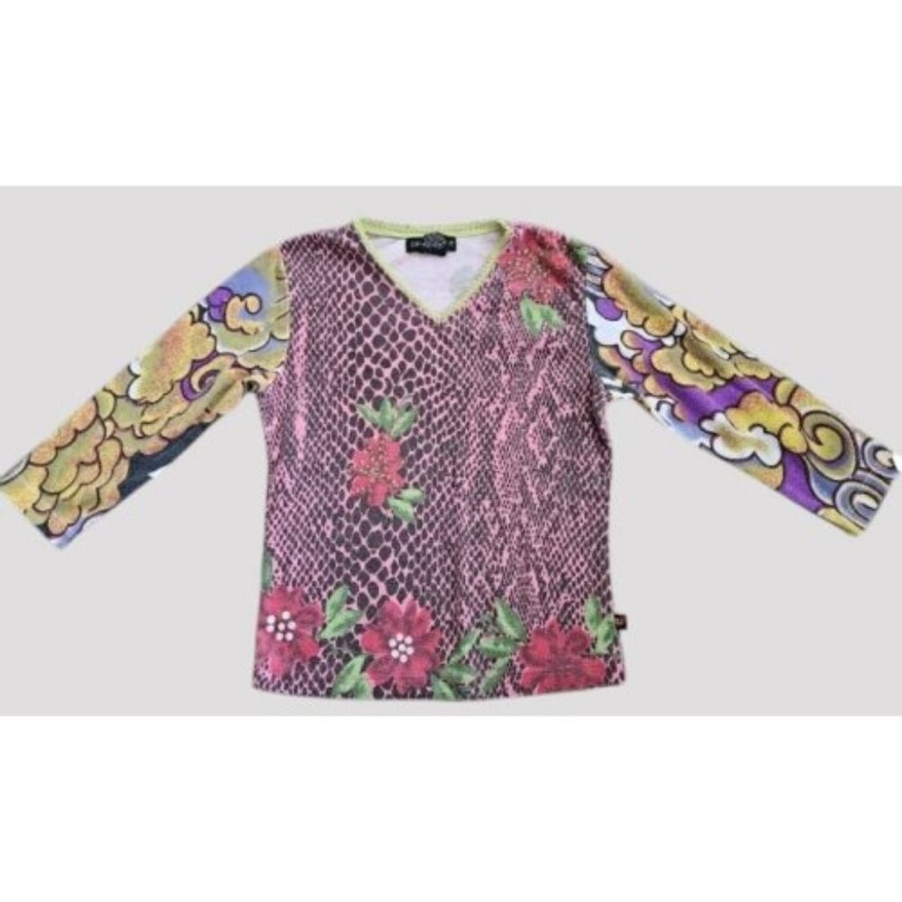 * SWEET JANE Pink Boho Flowers and Sequins Top Girls Size 10